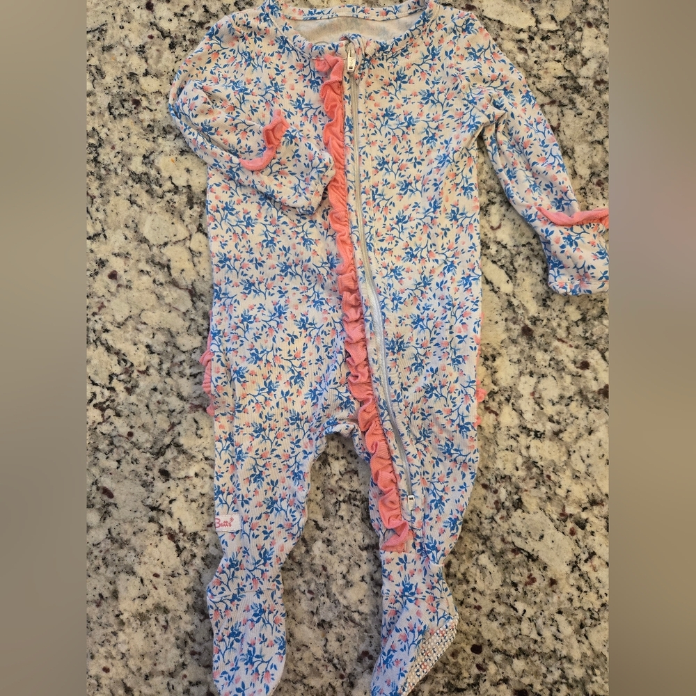 Floral Baby Onesie with Pink Accents